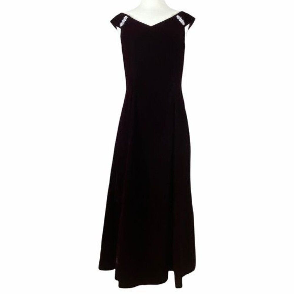 Vintage Scott McClintock Maroon Velvet Gown Size 8